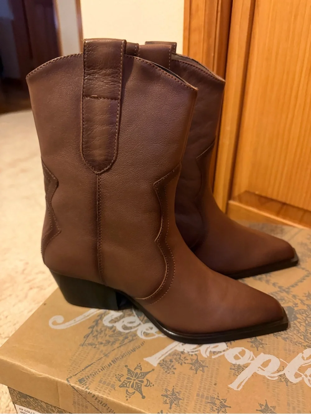 Free People Cat Nap Leather Cowboy Boots- NWT